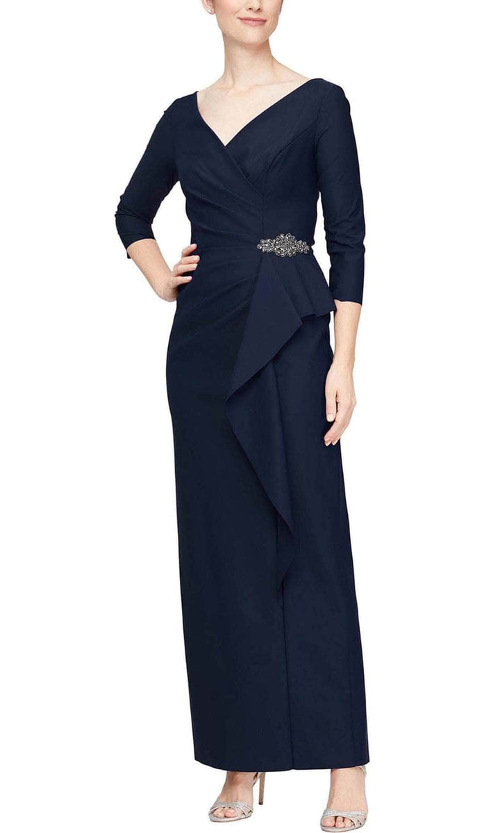 Alex Evenings 8134289 Surplice V Neck Long Dress