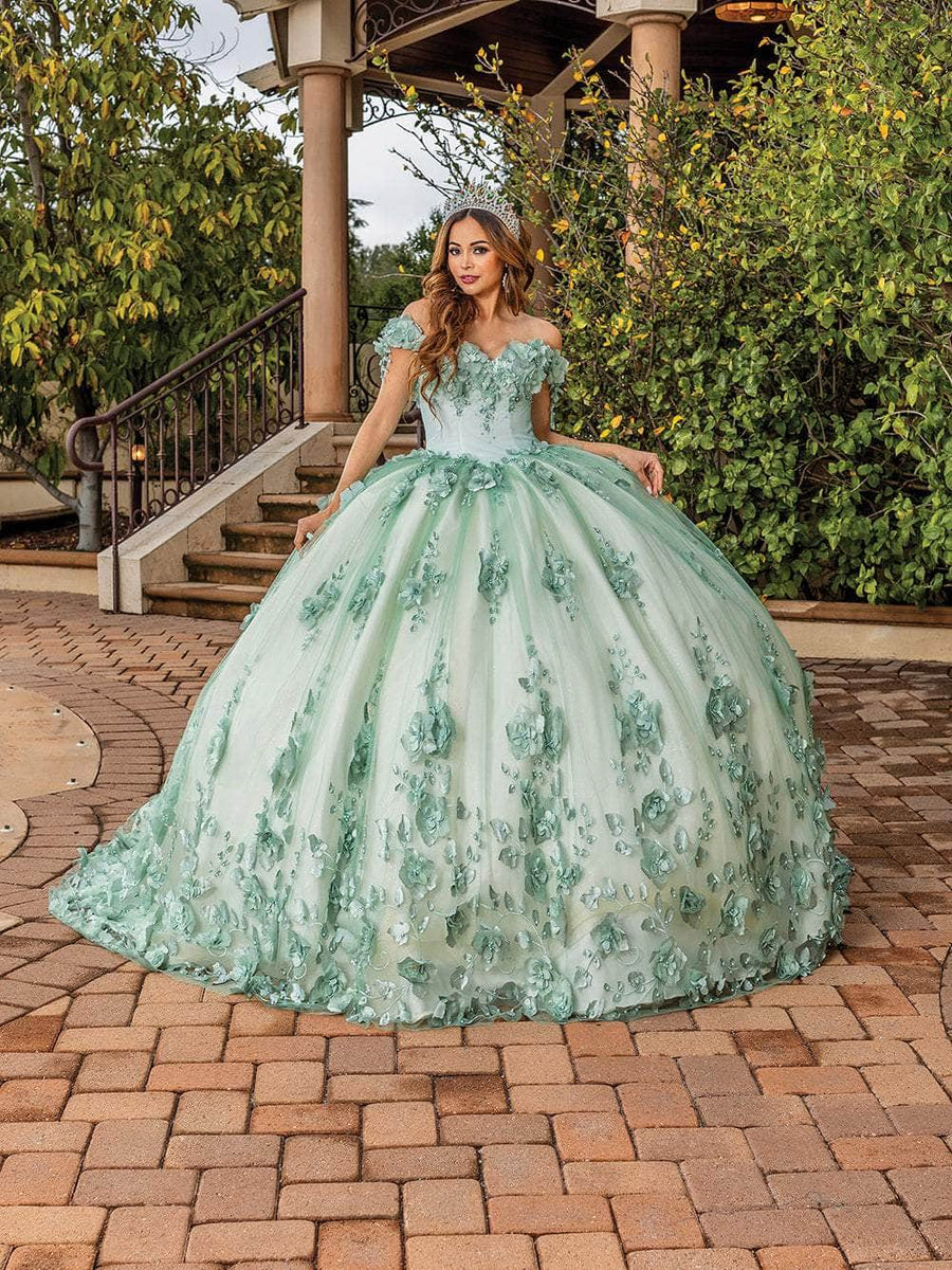 Dancing Queen - 1574 Floral Applique Off Shoulder Ballgown With Train –  Couture Candy