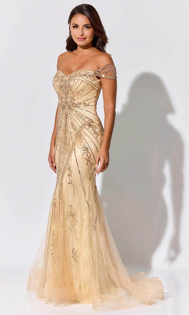 Ivonne D ID320 Shimmer Beaded Evening Dress