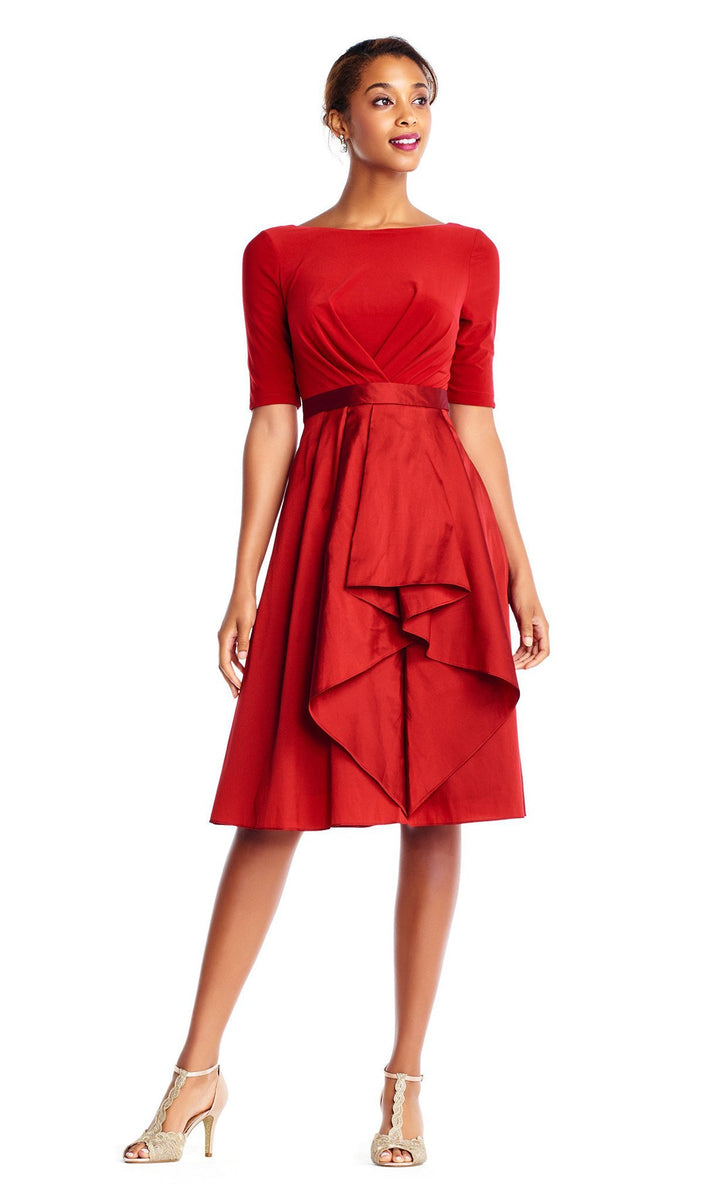 Adrianna Papell AP1D101549 Bateau Jersey Taffeta A line Dress