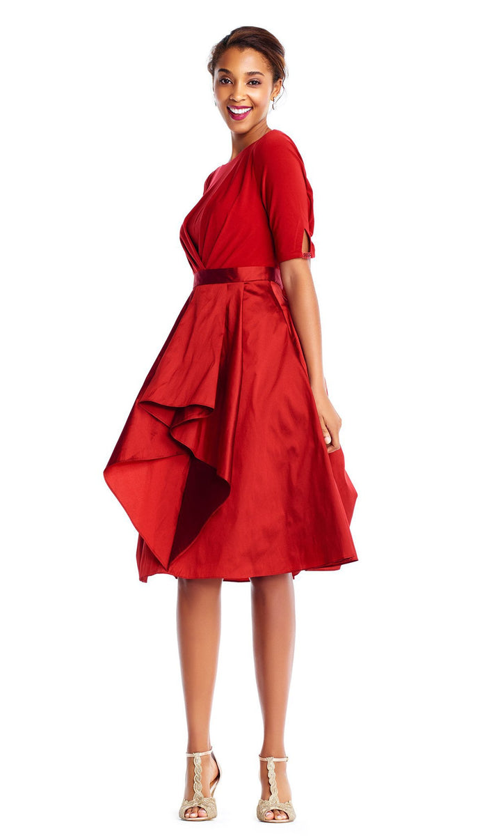 Adrianna Papell AP1D101549 Bateau Jersey Taffeta A line Dress