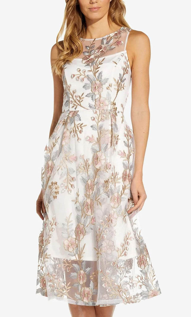 Adrianna Papell AP1D104513 Floral Embroidered Midi Dress