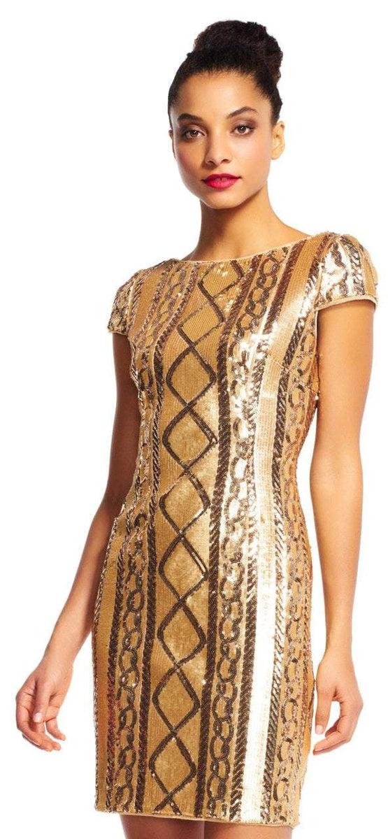 Adrianna Papell AP1E200322 Cable Knit Sequined Dress Couture Candy