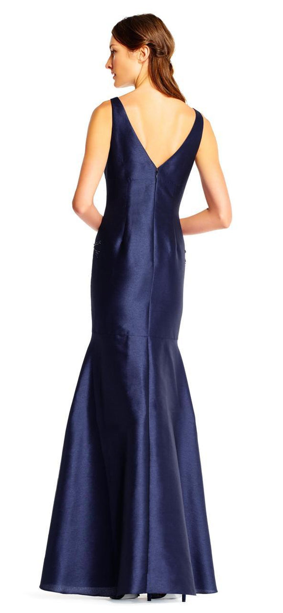 Adrianna Papell AP1E201575 Embellished V neck Trumpet Dress