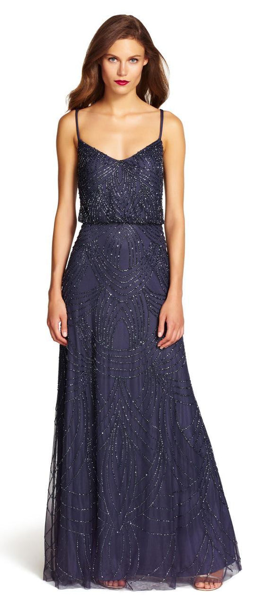 Adrianna papell sequin blouson gown sale