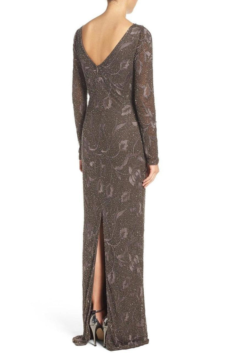 Aidan Mattox Beaded and Embroidered Mesh Long Dress MD1E200365