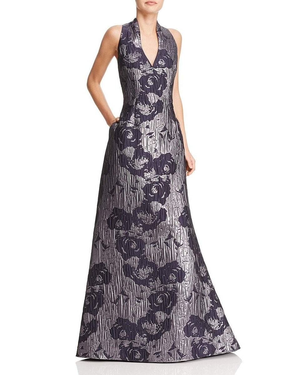 Aidan Mattox MD1E200784 Sleeveless Metallic Floral Print Gown