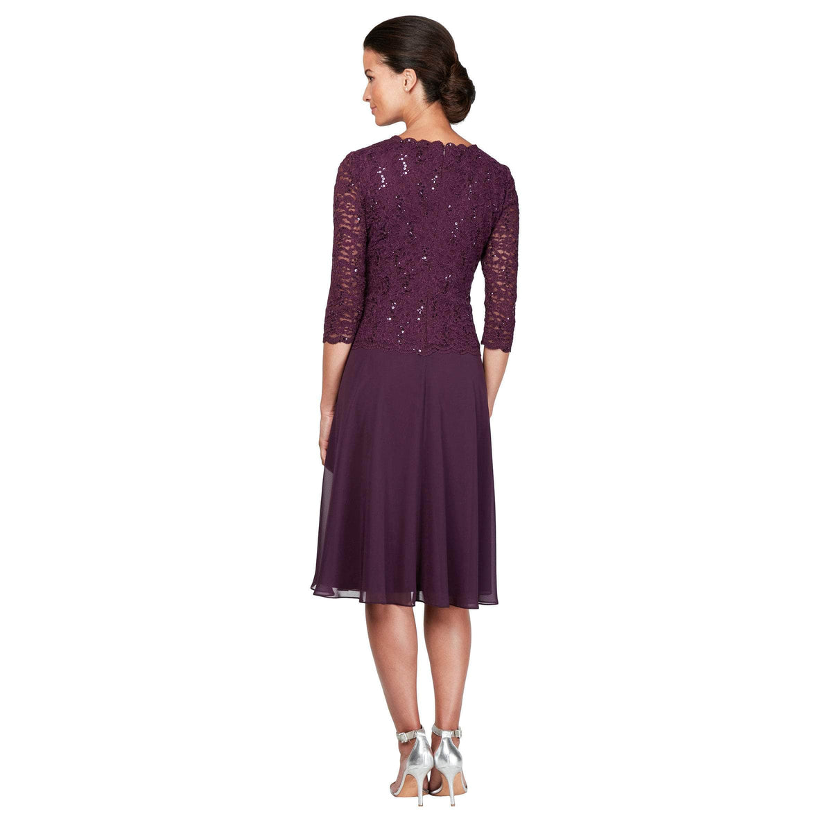 Josefine lace & clip dot tea length outlet dress