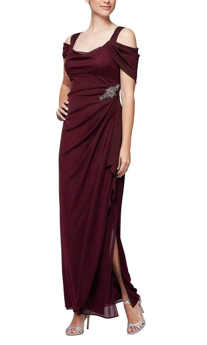 20W Women’s Alex Evenings Cap Sleeve shops Wine Evening Gown