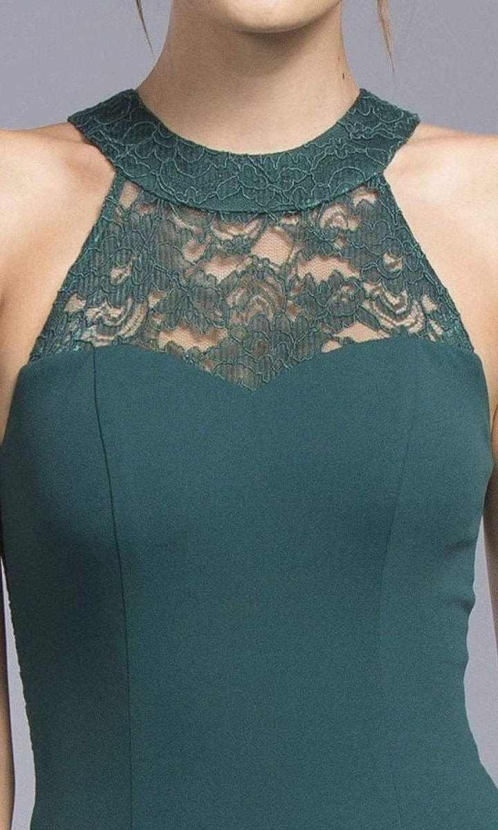 Green lace halter clearance dress