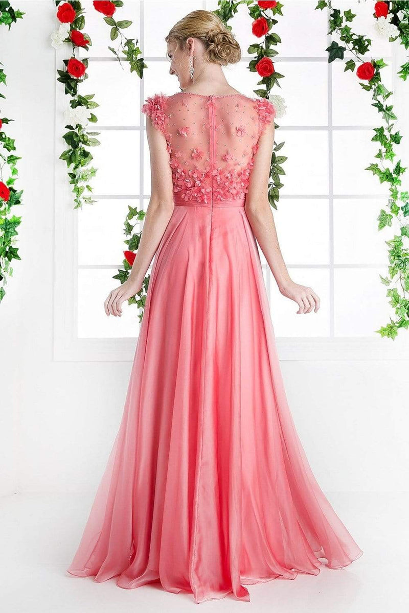 Cinderella Divine - Cj218 Applique Bateau Chiffon A-line Dress 