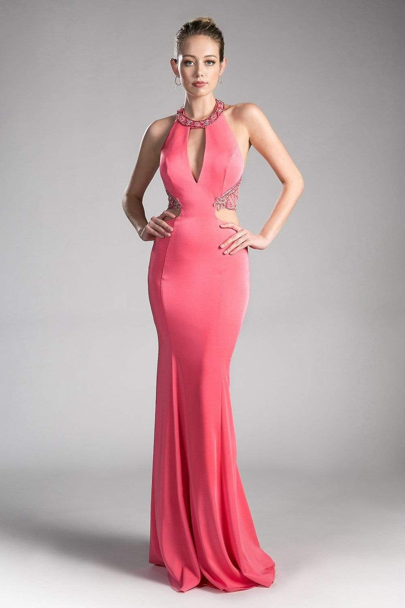 Cinderella Divine Embellished High Halter Fitted Evening Gown Couture Candy 