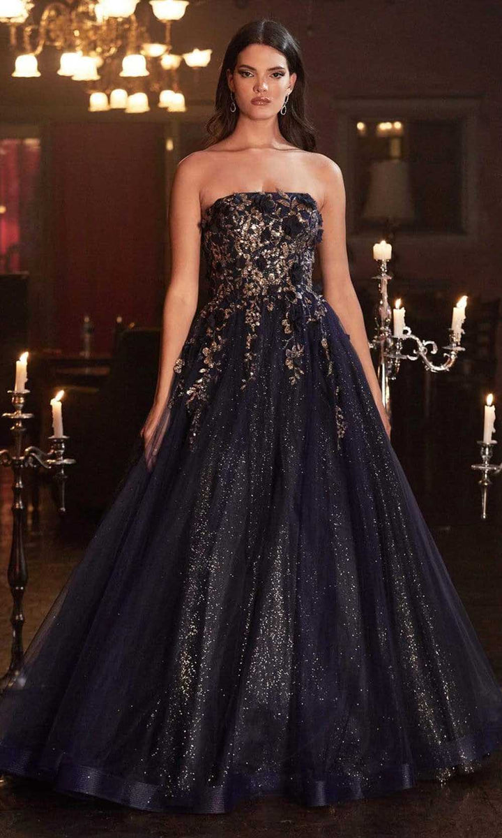 Gold Stars Blue Prom Dress