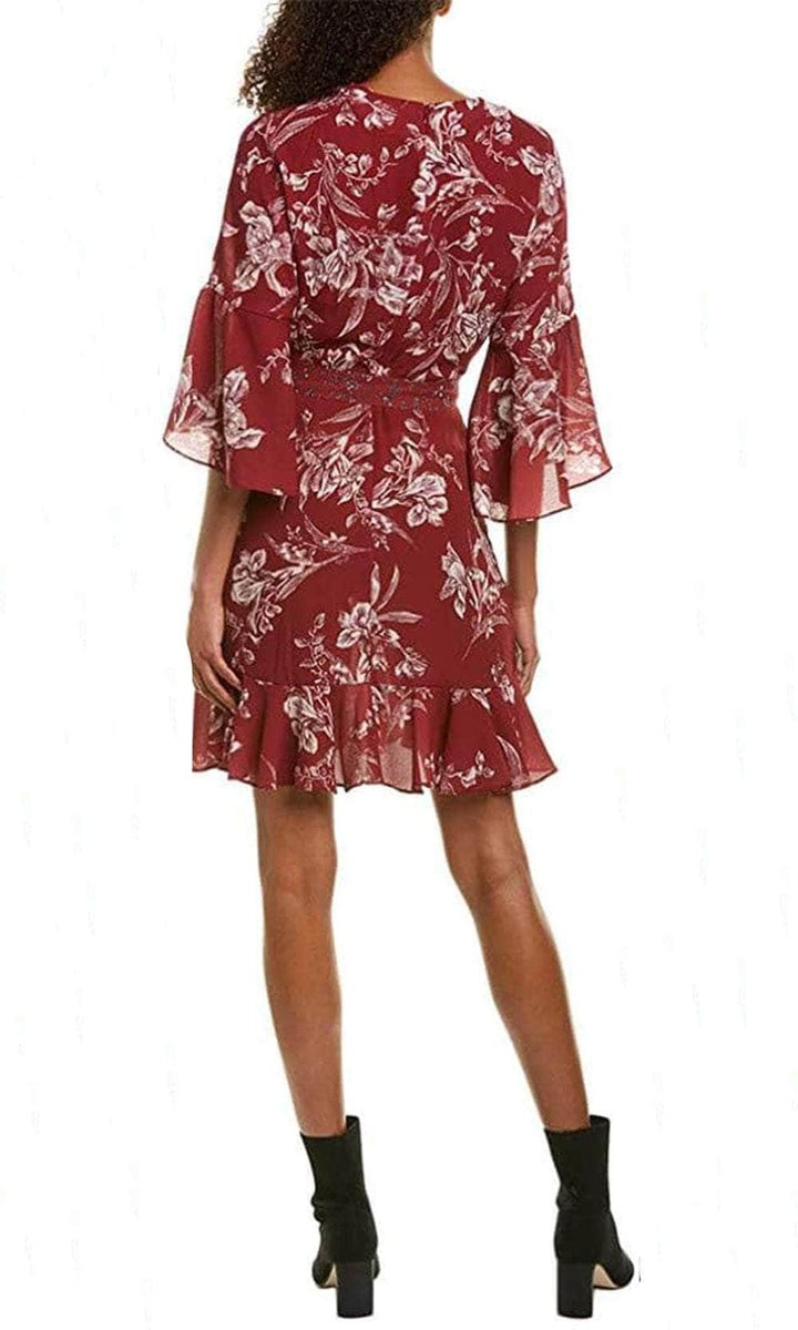 French Connection 71KBI Floral Print Bell Sleeve Short Dress