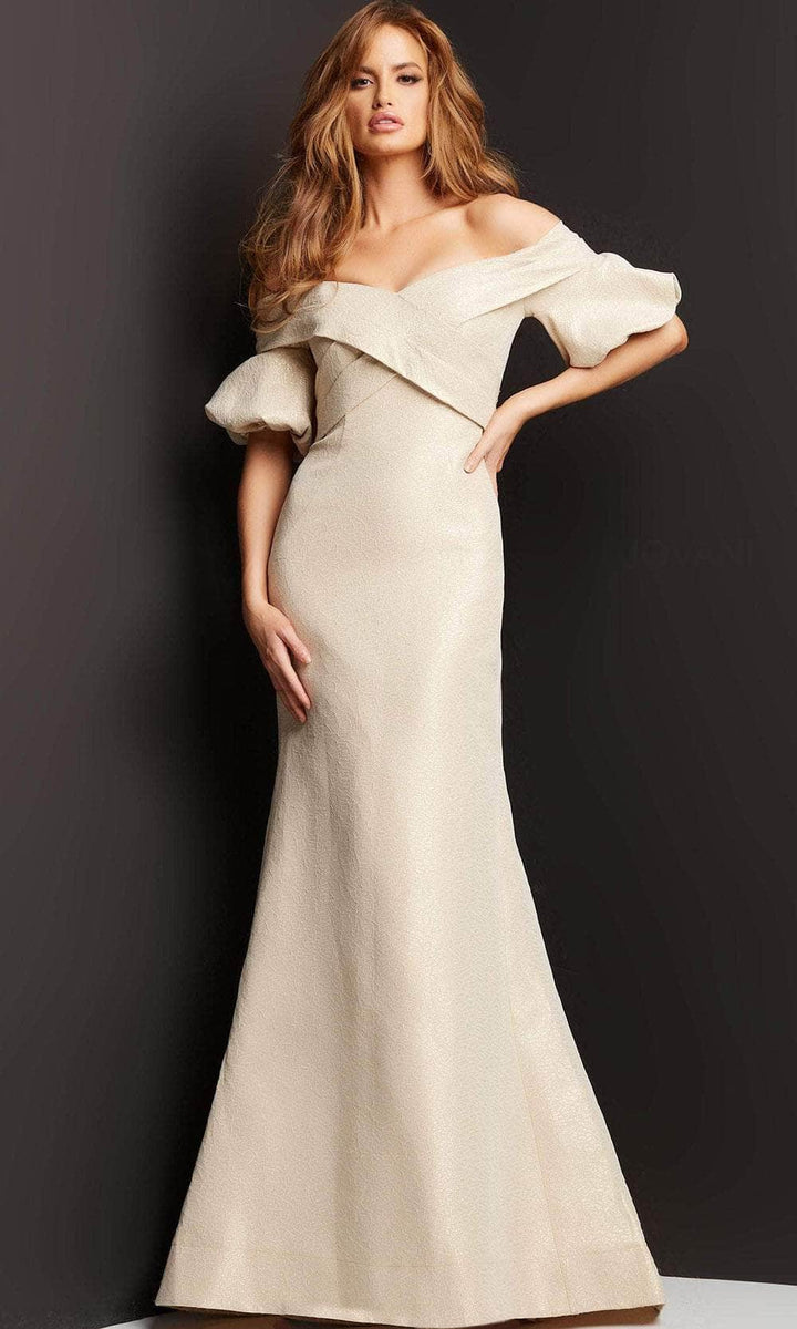 Jovani off the shoulder gown best sale