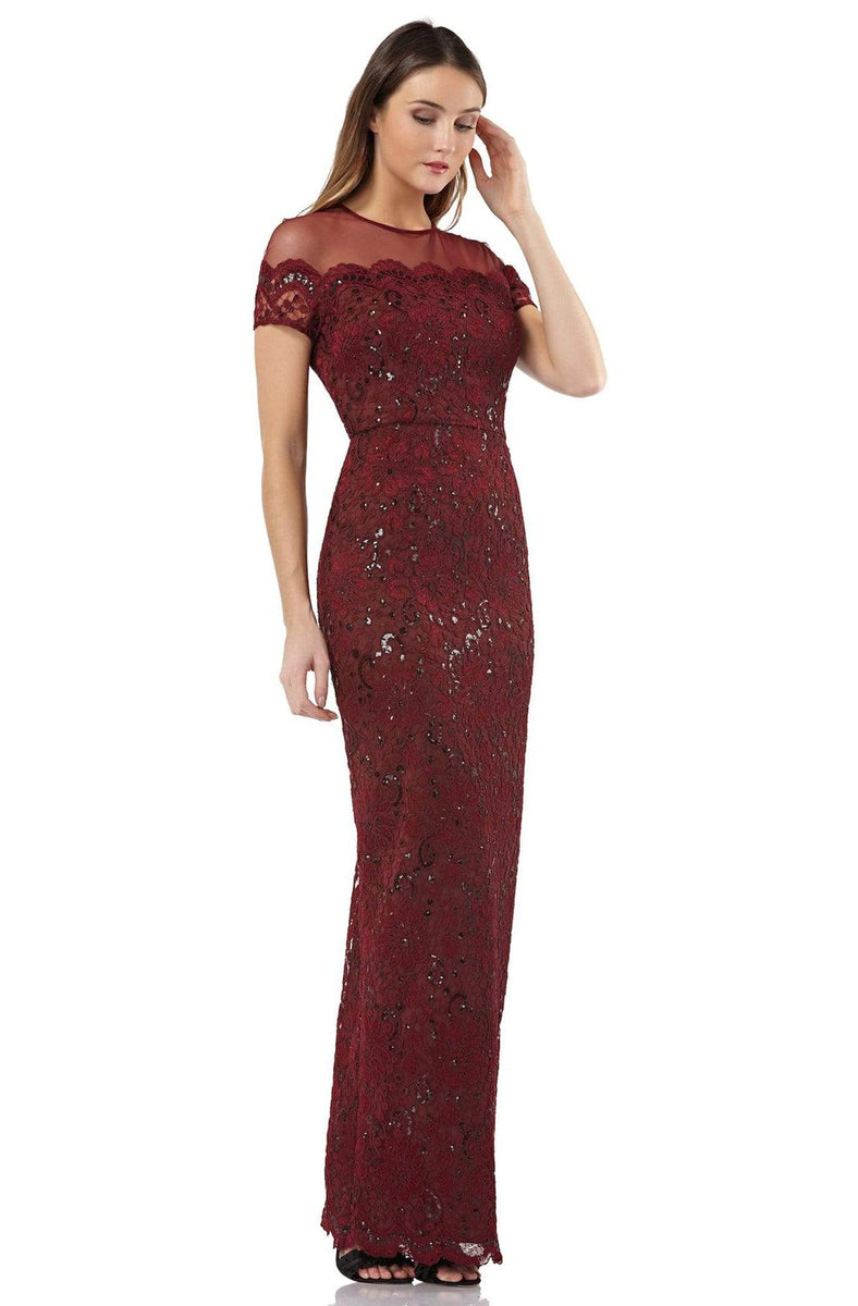 JS Collections 866648 Illusion Floral Lace Embroidered Mesh Dress