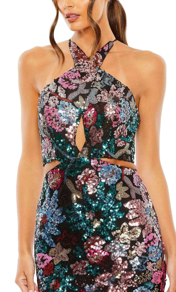 Mac Duggal 49695 Halter Sequin Embellished Prom Gown Couture Candy