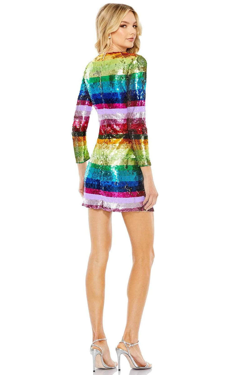 Mac Duggal 93724 Rainbow Striped Cocktail Dress Couture Candy