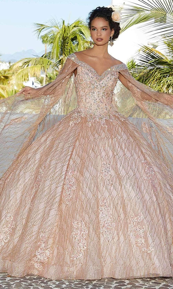 Mori lee rose top gold sequin dress