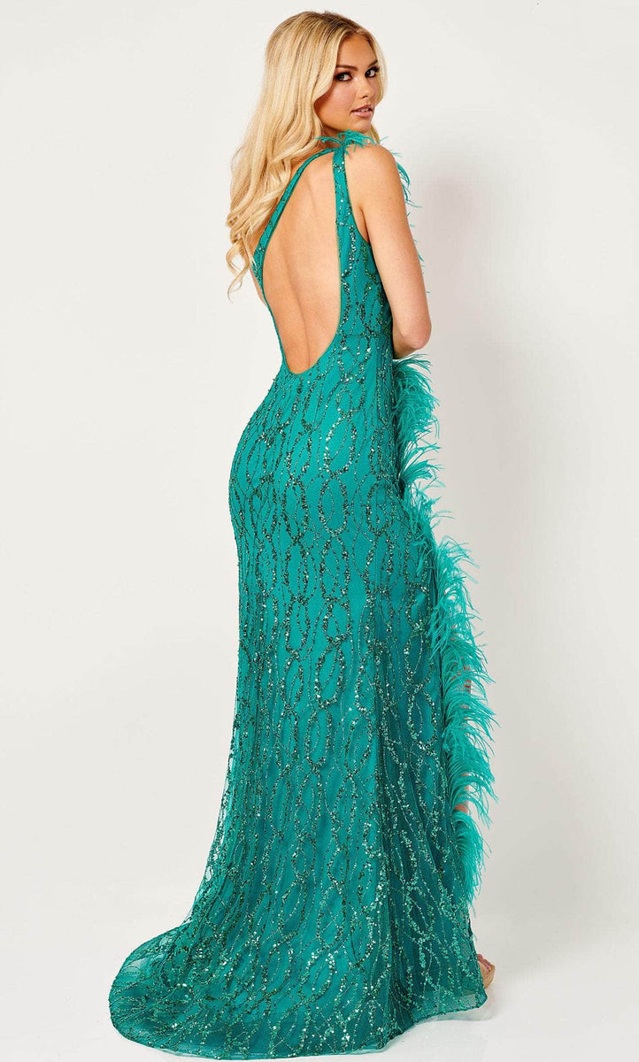 Rachel Allan 70402 OneShoulder Feathered Prom Gown Couture Candy