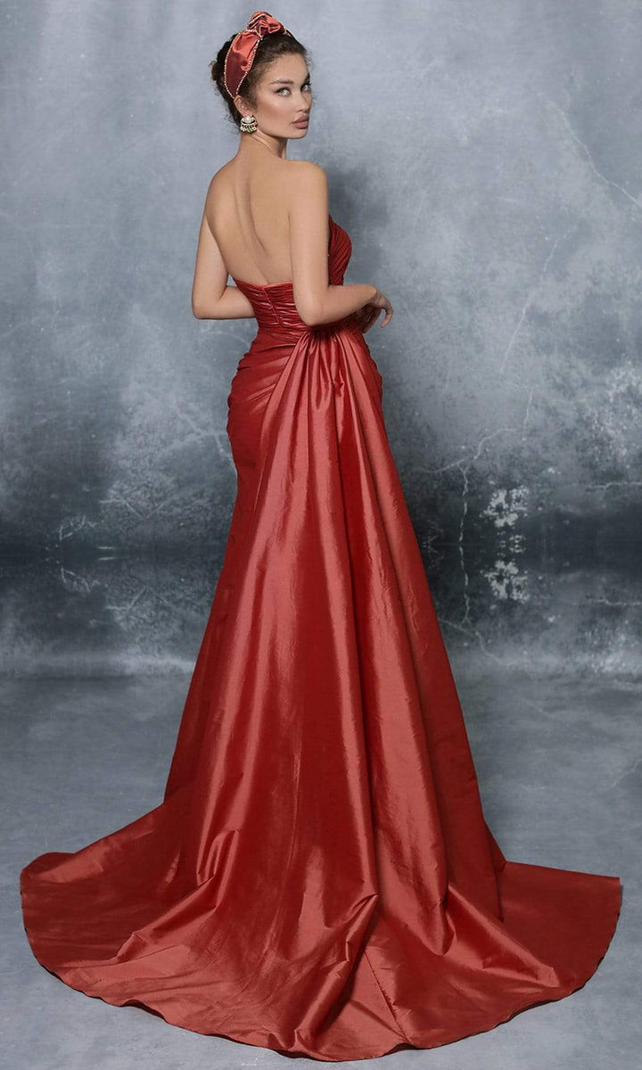 Tarik Ediz - 96092 Strapless Wrap Fitted Bodice Taffeta gown