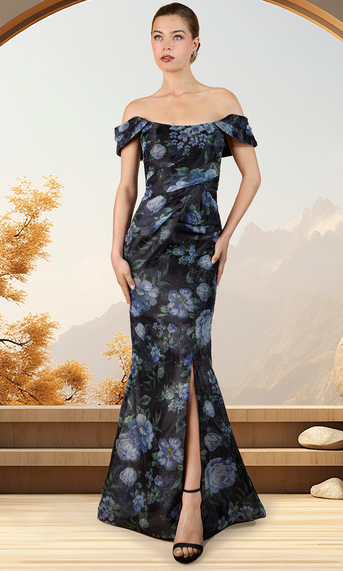 Janique 241020 - Floral High Slit Evening Dress