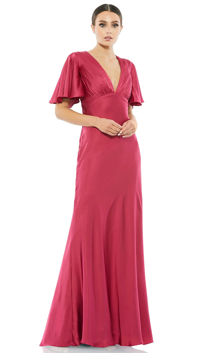 Ieena Duggal 554021 - Flounce Sleeve Evening Dress Special Occasion Dresses 0 /Raspberry