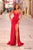 Amarra 88271 - Plunging V-Neck Shimmer Jersey Dress In Red