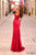 Amarra 88271 - Plunging V-Neck Shimmer Jersey Dress In Red