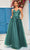 J'Adore Dresses J25018 - Embroidered Corset V-Neck Evening Dress