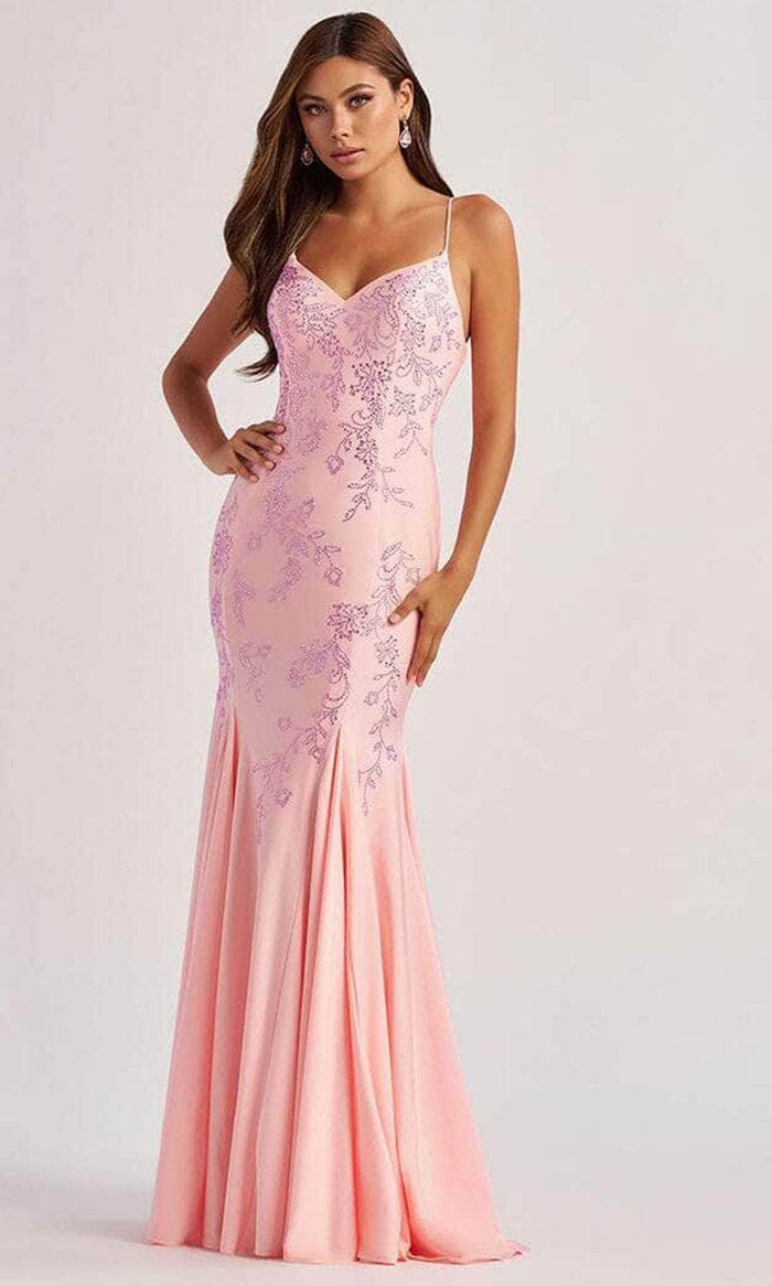 Colette By Daphne LC9009 - Spaghetti Strap Beaded Mermaid Gown