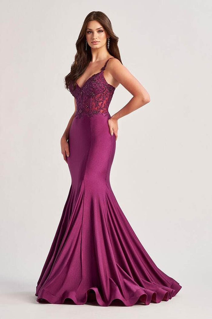 Colette By Daphne LC9011 - Embellished Mermaid Gown with Corset Bodice In Purple