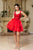 May Queen MQ2116 - Ruffle V-Neck Cocktail Dress In Red