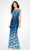 Montage by Mon Cheri - 119958 Ombre Lace Trumpet Dress in Navy Light Blue Multi