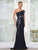 Rina Di Montella RD3203 - Asymmetrical Neck One-Shoulder Prom Gown In Black