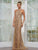 Rina Di Montella RD3247 - Embroidered High Neck Prom Gown In Gold