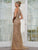 Rina Di Montella RD3247 - Embroidered High Neck Prom Gown In Gold