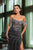 May Queen RQ8162 - Rhinestone-Embellished Off-Shoulder Prom Gown In Black