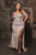 May Queen RQ8162 - Rhinestone-Embellished Off-Shoulder Prom Gown In Brown