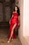 May Queen RQ8173 - High Slit Sequin Evening Dress In Red