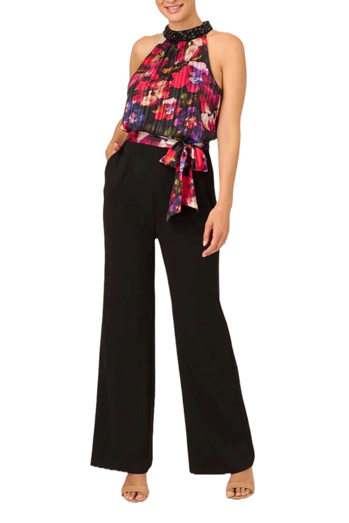 Adrianna Papell AP1E210757 - Pleated Floral Print Halter Pantsuit Special Occasion Dress