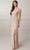 Adrianna Papell Platinum 40423 - Square Neck Simple Slit Dress Prom Dress 0 / Gunmetal