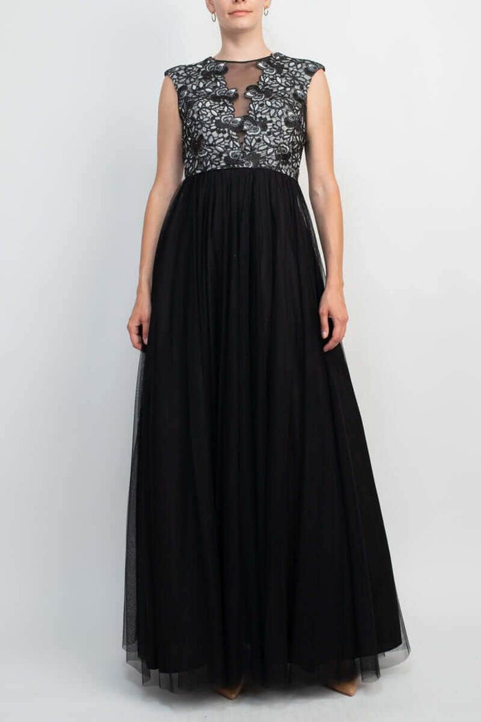 Aidan Mattox MD1E201984 - Embroidered Sleeveless Evening Gown Evening Dresses 0 / Black Ivory