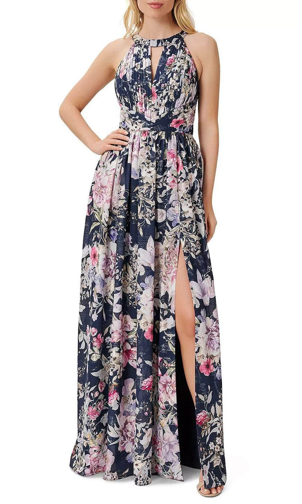 Aidan Mattox MD1E207329 Floral Print Halter Dress Couture Candy