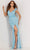 Aleta Couture 1109 - Beaded V-Neck High Slit Gown Special Occasion Dress 000 / Flourescnt Sky