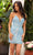 Aleta Couture 1287 - Deep V-neck Cocktail Dress Cocktail Dresses 000 / Unicorn Blue Silver