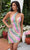 Aleta Couture 1288 - Stripe Asymmetrical Cocktail Dress Cocktail Dresses 000 / Silver Multi