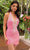 Aleta Couture 1322 - Plunging Halter Cocktail Dress Cocktail Dresses 000 / Hot Pink