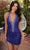 Aleta Couture 1322 - Plunging Halter Cocktail Dress Cocktail Dresses 000 / Royal