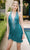 Aleta Couture 1322 - Plunging Halter Cocktail Dress Cocktail Dresses 000 / Teal